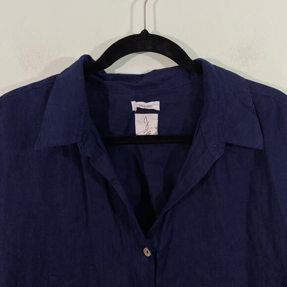 Joie Women Navy 100% Linen  Short Sleeve Button Up Shirt Size XL - Picture 2 of 7